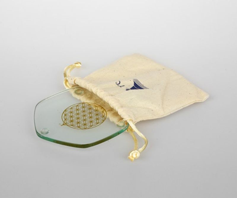 Vital Golden Voyager plate with Flower of LIfe in gold and pouch