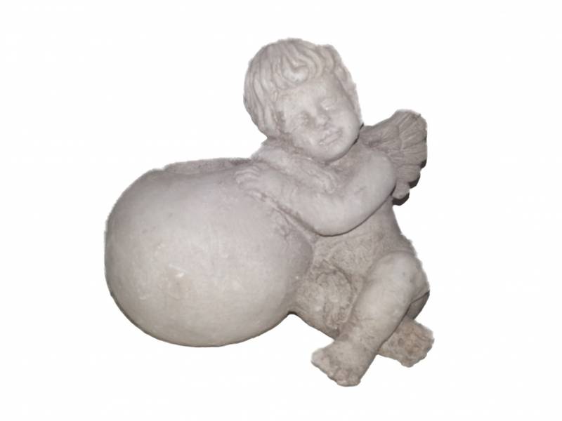 Englefigur med telysholder ball gråbrun stor