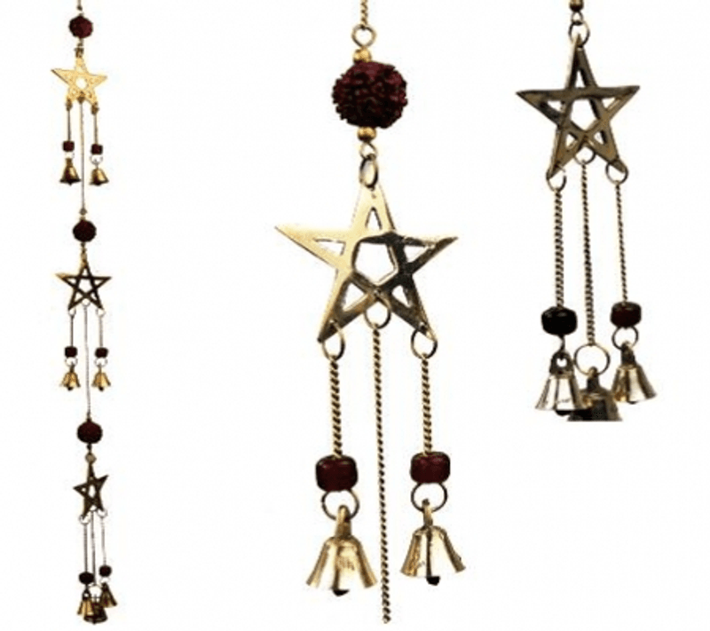Bell decoration cord with Rudraksha and Pentangle symbols