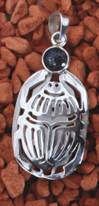 Hovedbilde Scarab med lapis anheng i ...