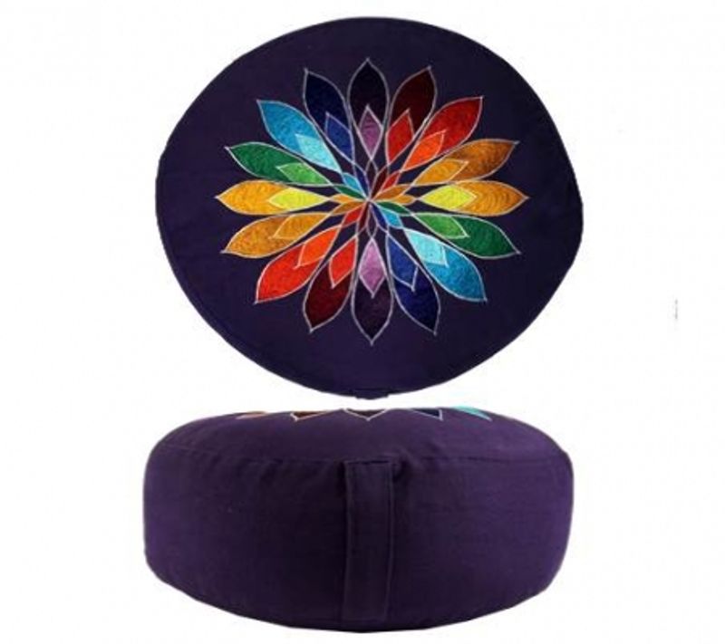 Meditation cushion violet multi-coloured flower